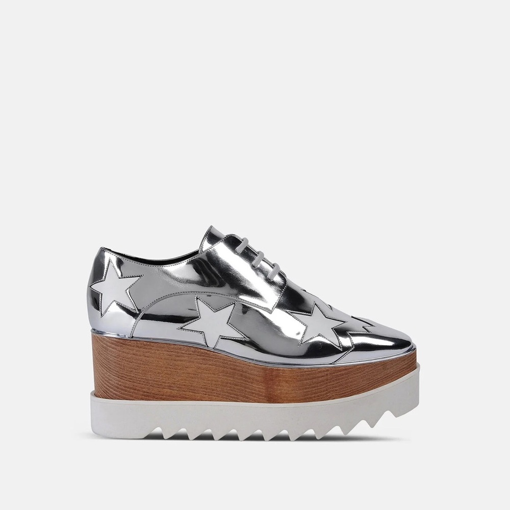 Stella McCartney Silver Elyse Star Platform Shoes